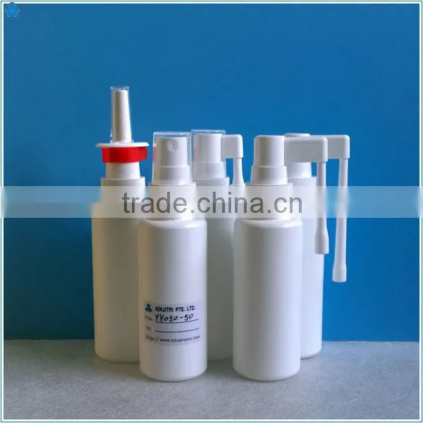 50ml HDPE Throat Spray Bottle in Cylinder Shape,with Rotatable Long Nozzle