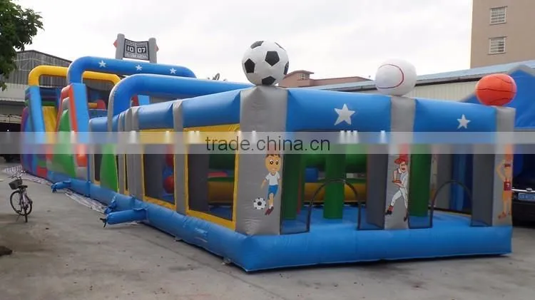 large inflatable bouncer castle and slide combo,huge inflatable obstacle course