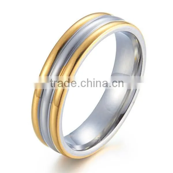 2016 fashion two tone fashion cz surgical stainless steel rings for lovers