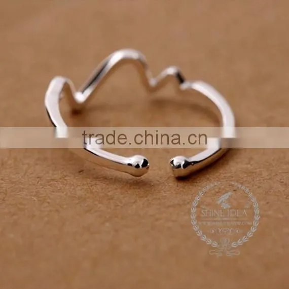 925 sterling solid silver heartbeat curve adjustable ring fashion women ring jewelry supplies 6260550
