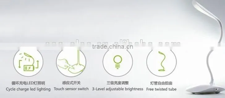 14 LED Rechargeable Dimmable Touch Sensor LED Book Reading Light brightness adjustable table lamp