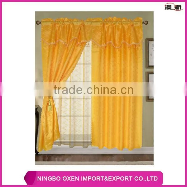 2PCS Solid Jacquard Window Curtain Set With Lace Lining