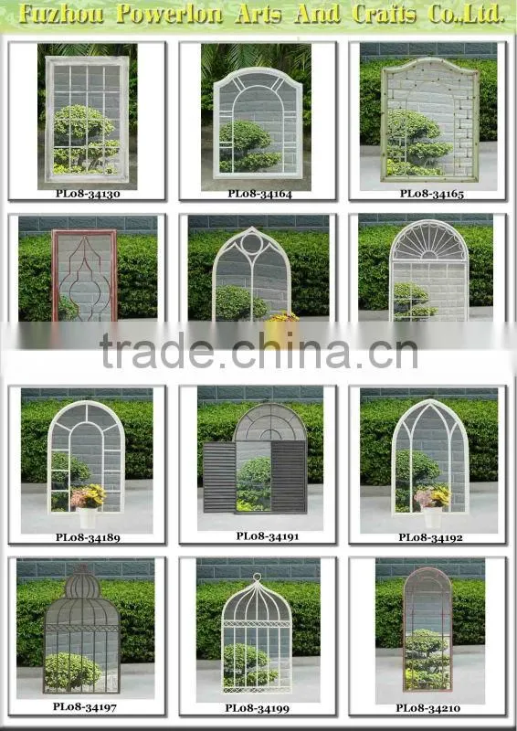 Decorative rustic white iron mirror wall