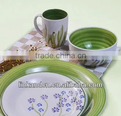 KC-00182/ceramic round dinner set/round shape/green decal