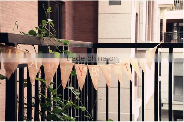 happy birthday decorative jute flag banner
