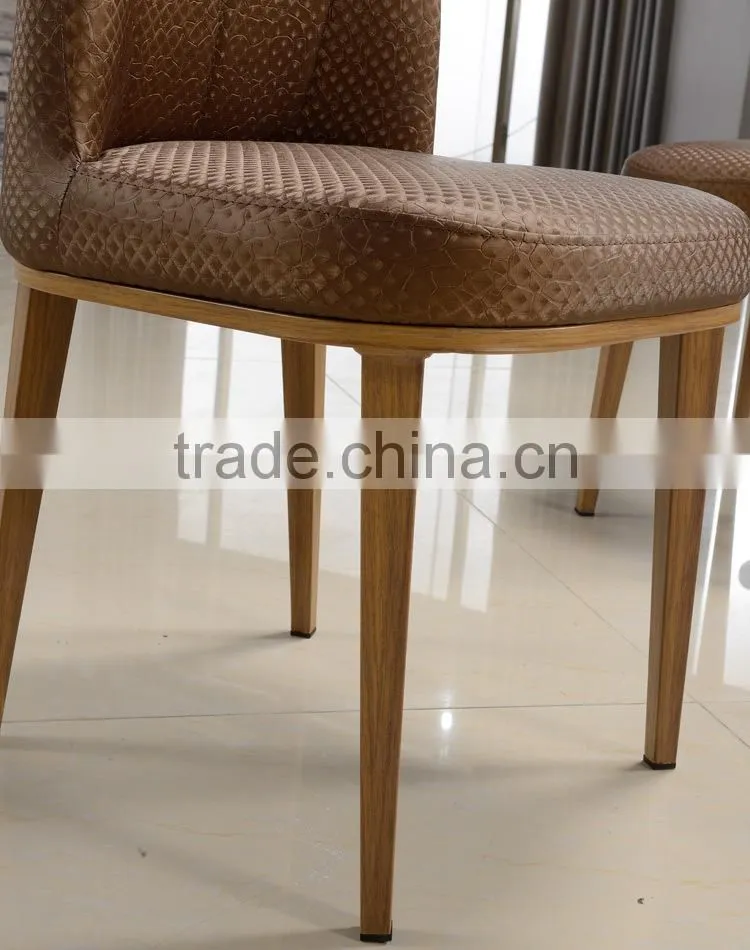 high quality woodgrain stainless steel leather dining chair LQ-QT200