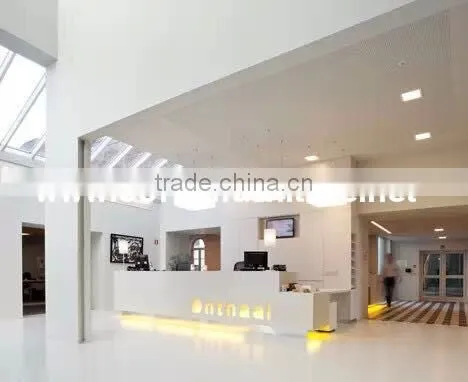Modern design acrylic solid surface hi macs made colorful led lighted restaurant counter table