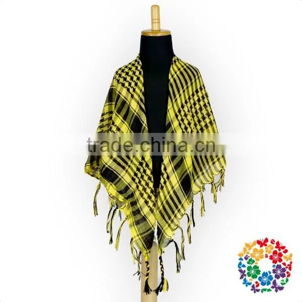 Wholesale ladies muslim products bright yellow tassels hijab scarf fashion lady fringe scarf