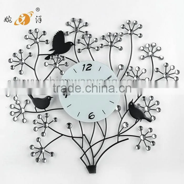 China Manufacturer Low Price Black Cute Bird Wall Clock