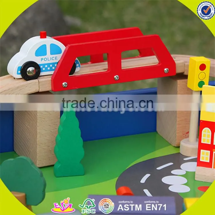 Wholesale arrival wooden railway train toy fashion wooden railway train set roller coaster track table toy W04C009A