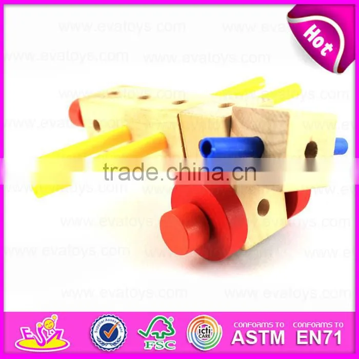 2015 Wooden Nut Screw Wooden Combination Toy,Children toys Screw nut combination,Good quality hand made wooden screw toy W03C014