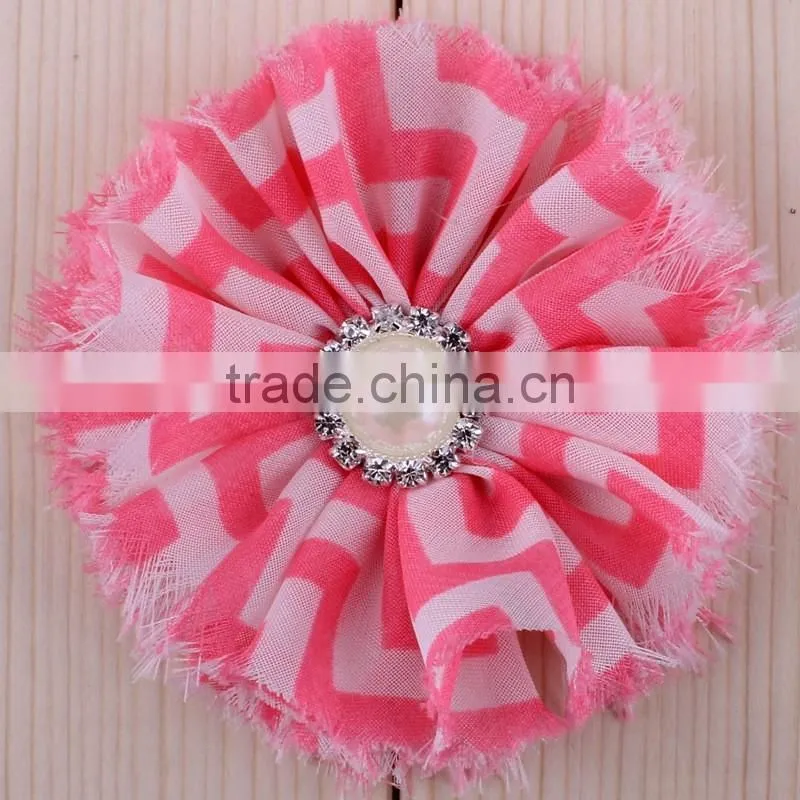 fraying chiffon flower clip for kids hair accessories