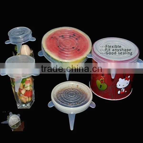 Custom Packages top quality 6 Pack Set silicone stretch cover for food