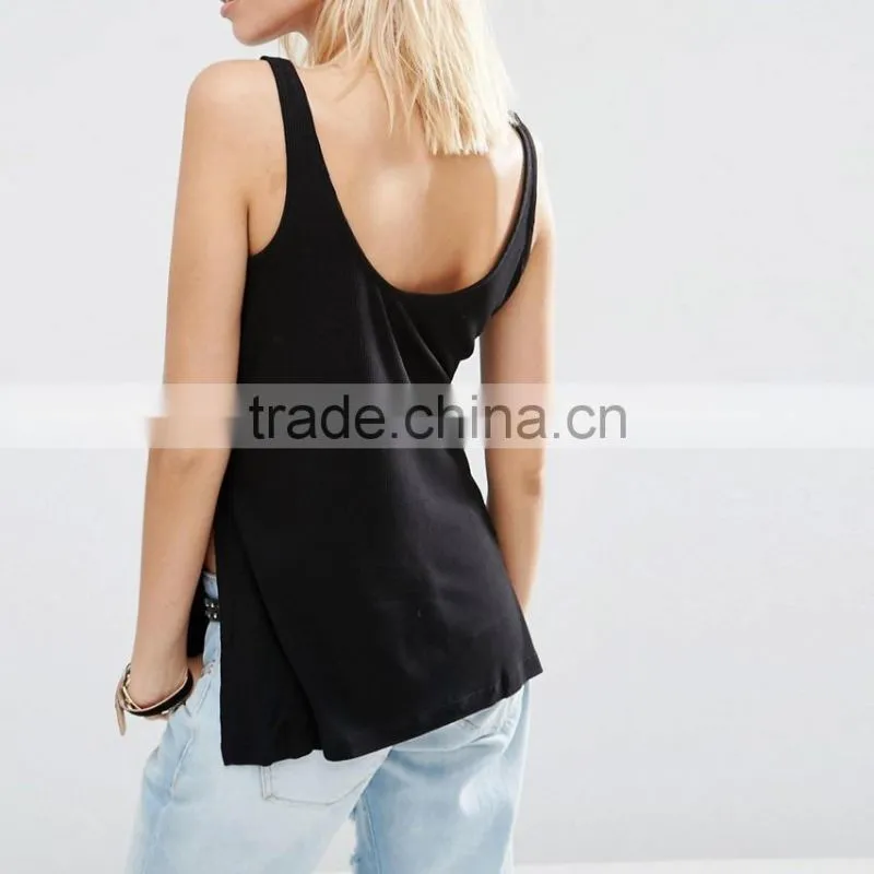 Sports Fit Singlet Women's Tank Tops With Side Split