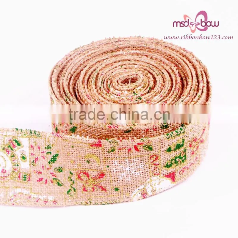 MSD Woven Jacquard Ribbon Green,2.5 Inch Wide Jute Tape Trim Ribbon