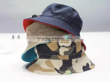 Flat Top Digital Printing Custom Bucket Cap / Bucket Cap With Woven Label
