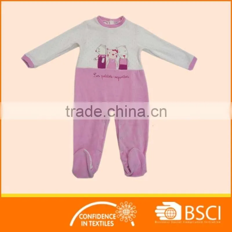 New Fashion Cartoon Light Pink Long Sleeved Cotton Baby Clothes Romper