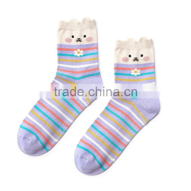 Cute cartoon character young girl tube socks/bulk wholesale socks