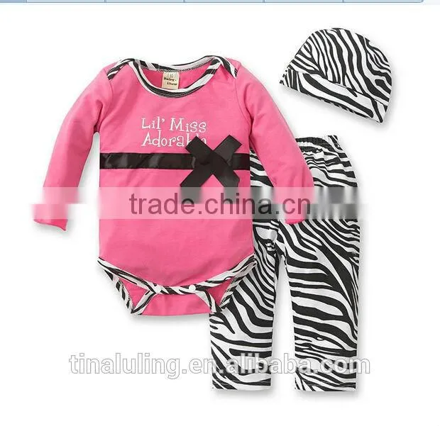 baby toddler clothing fashion infant baby zabra romper+pants+hat 3pcs clothign sets baby outfits