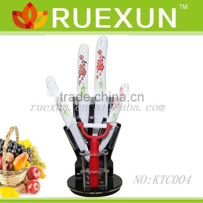 KTC004 - Hot Sale 5pcs Kitchen Ceramic Knife Set with Acrylic block.