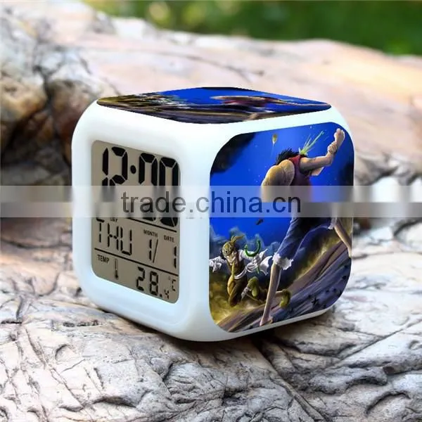 (High Quality)One Piece Colorful Clock Luffy LED Desk clock,Alarm Digital Clock,DIY Clock