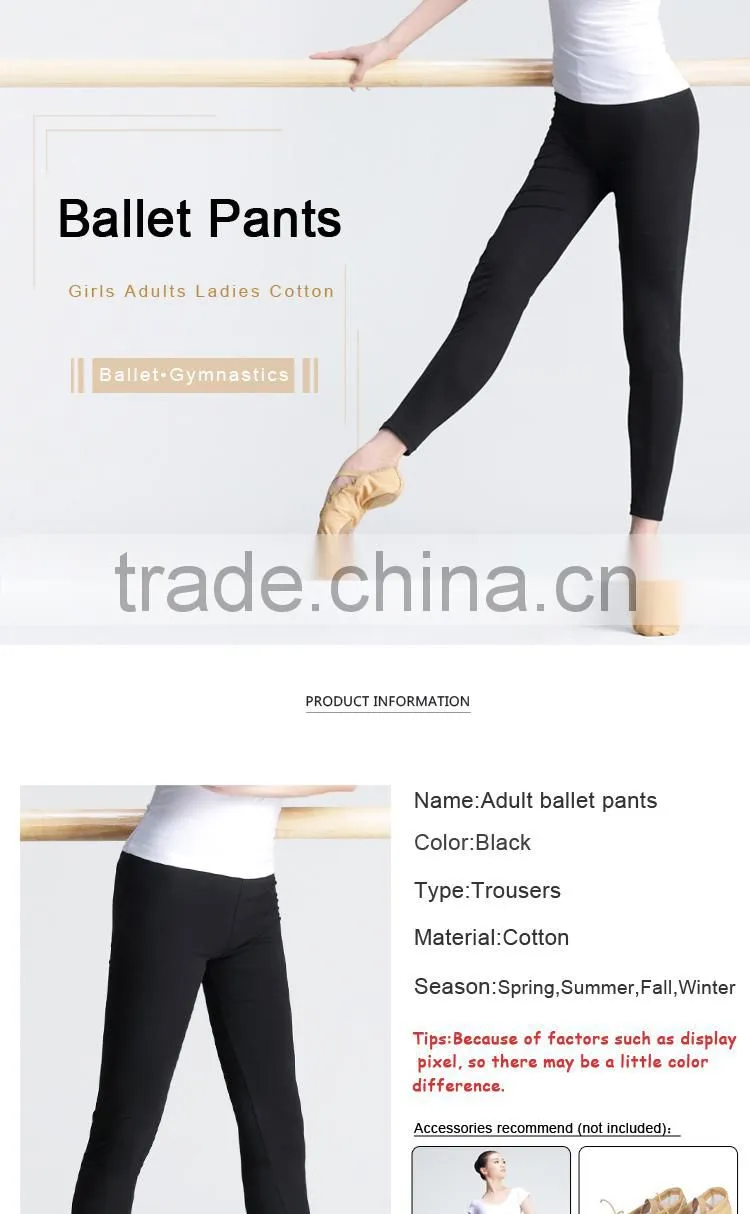 Girls Ladies Cotton Gymnastics Ballet Pants Tight Dance Trousers Black