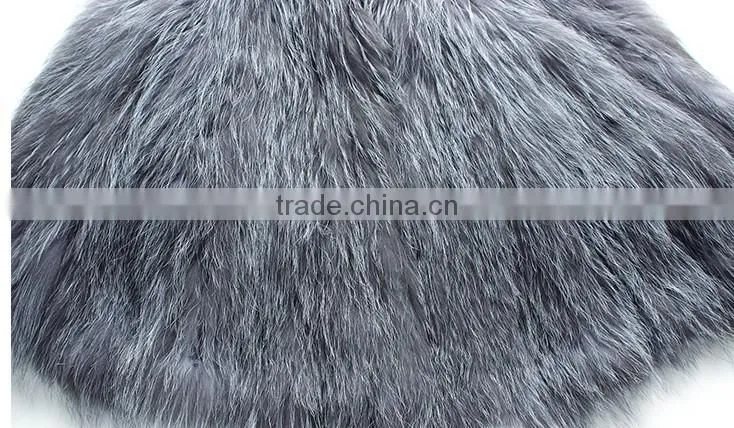 YR620 Top Quality Fashion Fur Women Silver Fox Fur Knit Waistcoat
