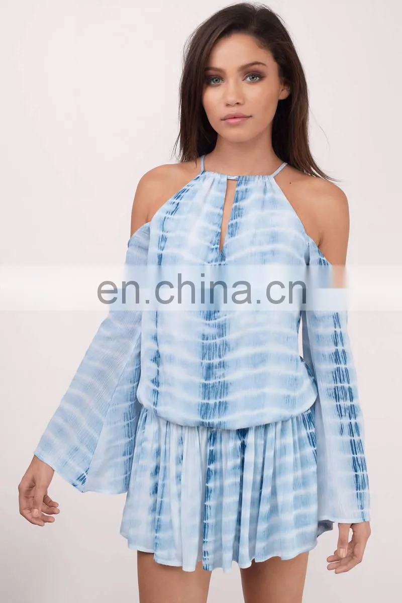 Magical Grass Apparel Rayon Light Blue Tie Dye Dress Summer