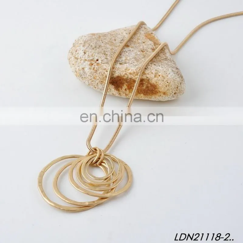 Leather Concentric Rings Necklace Christmas Gift For Mom-Bohemian Stainless Steel necklace