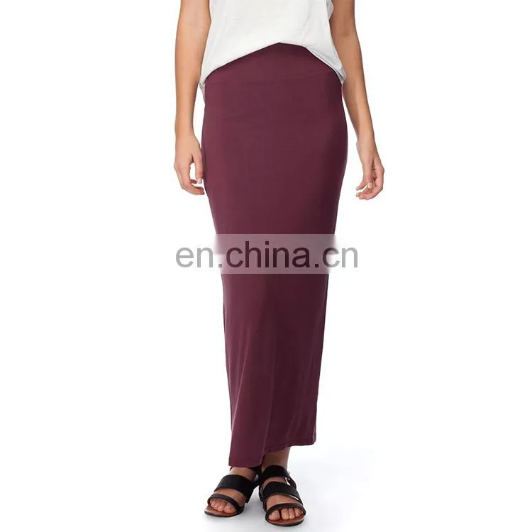 Wine Color Fashion Cotton long Skirt For Women