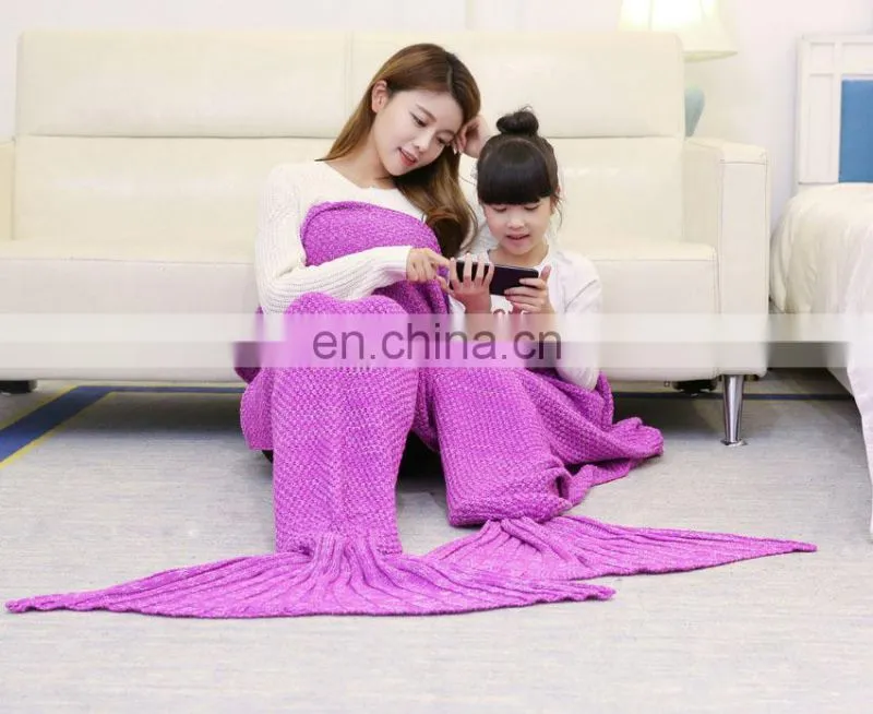 Hot sale custom logo adult children mermaid tail blanket