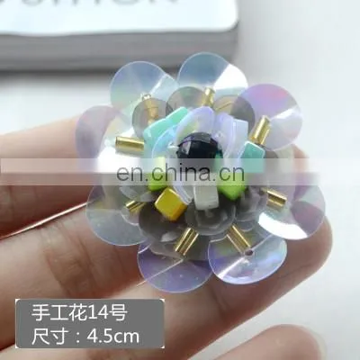 New Handmade Flower Sequins Sew On Patches Pearl Beaded Embroidered Applique Badge Fabric Apparel Bag Shoes