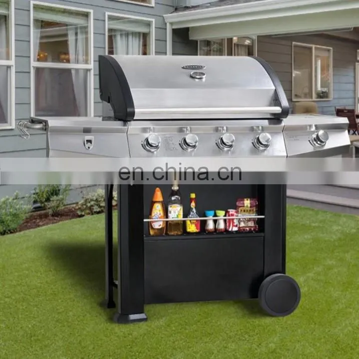 Portable 5 Burners Gas Griller Machine Commercial Smokeless Oven Barbecue Stove Gas Bbq Grill With Side Burner toaster ovensc