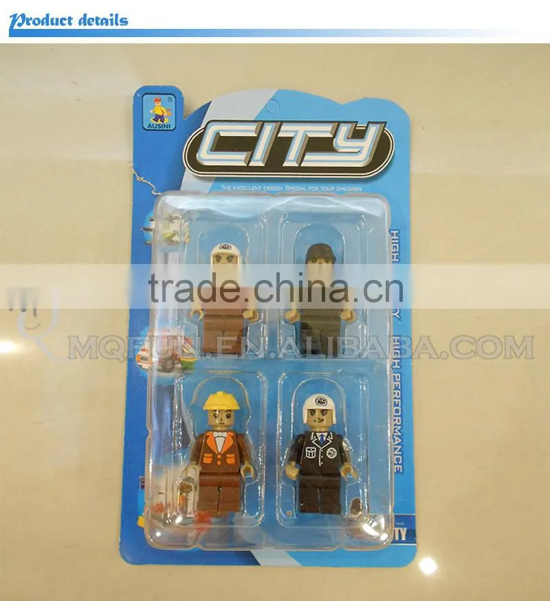 Mini Qute 4pcs/lot intellect boy collection models city engineer action figure plastic building block educational toy NO.25792A