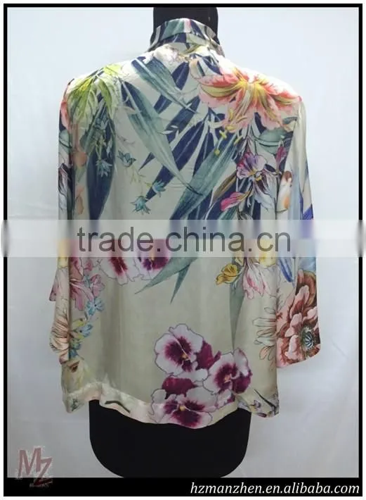 2016 New silk printed elegant latest design ladies tops