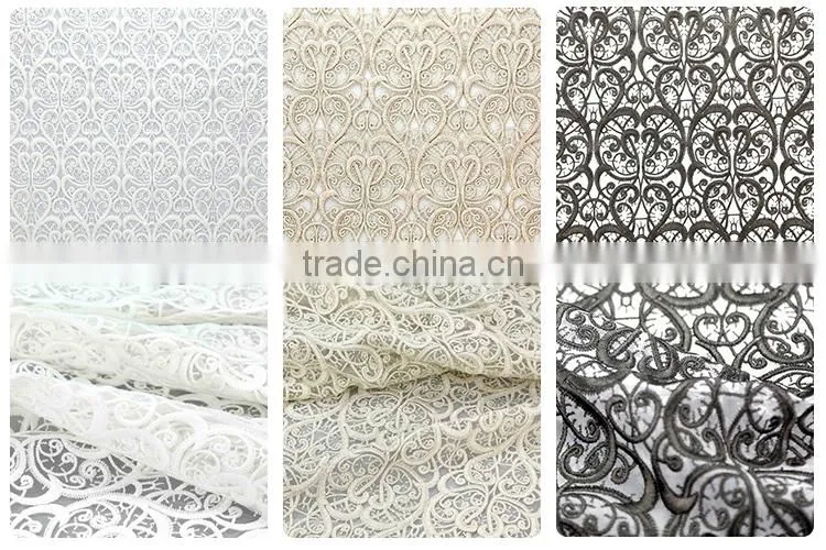 Latest fashion top quality 3d embroidery white QMilch embroidered organza fabric for women cloth