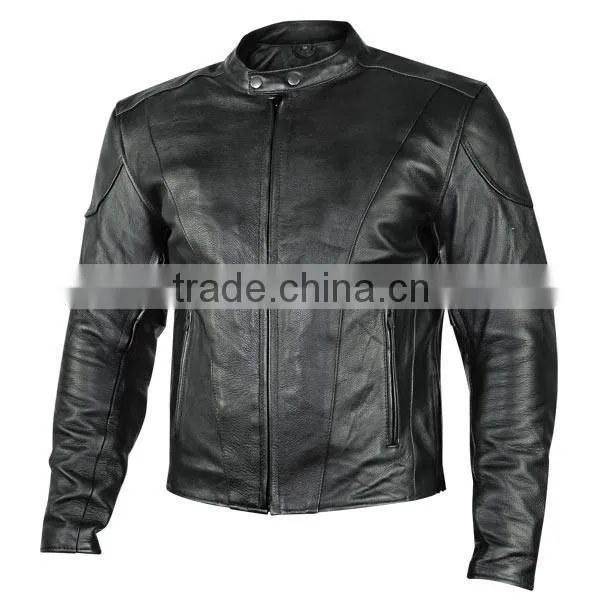 Mens Motorcycle Leather Jacket with Gun Pockets