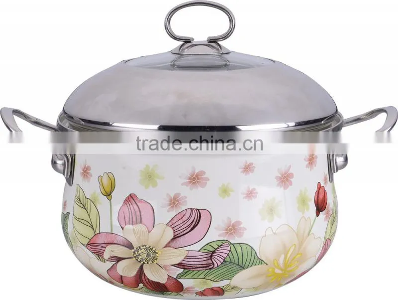 Classic enamel pot with full decals