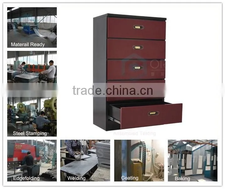Space Saving Cabinet Designs Wine-red Colour Metal Drawer Cabinet Small Storage Cabinet On Table Top