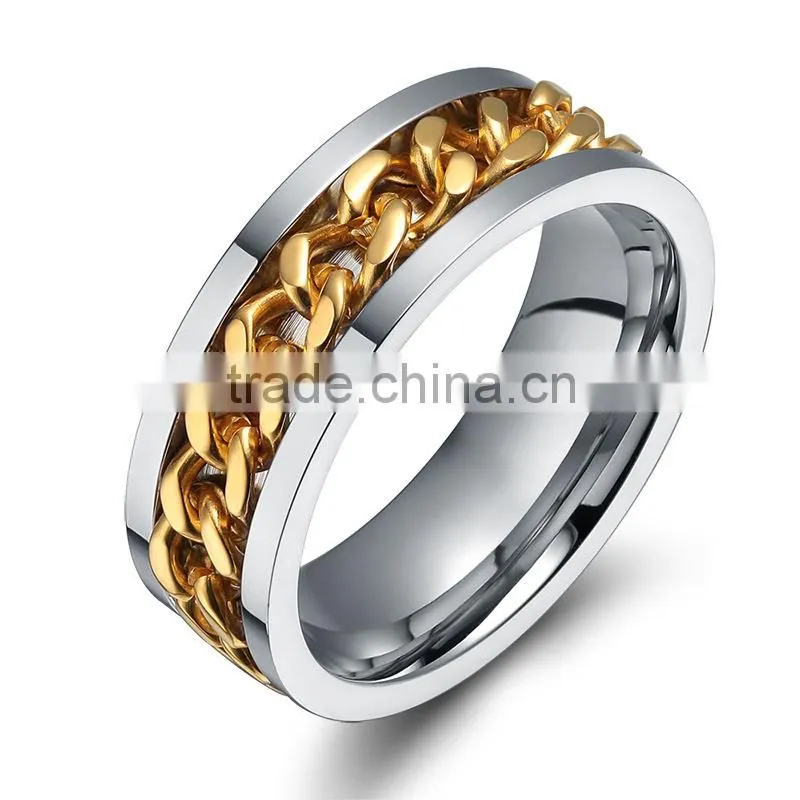 Gold color chain design stainless steel ring