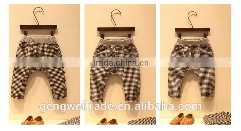 2015 Korean version of the new spring and summer boy pants kids plaid long pants