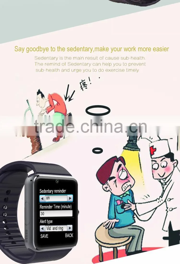 2016 New Fashion Bluetooth wifi Smart Watch GT08 Android Smart Watch Smart Wrist Band Smart Bracelet Sport Watch