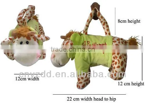 Cute Soft Plush Animal Bag/New Design Cuddly Toy Puppy Hand Zipper Bag/Plush Animal Handbag