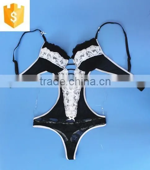 2016 Hot sexy front open black white lace lingerie baby teddie