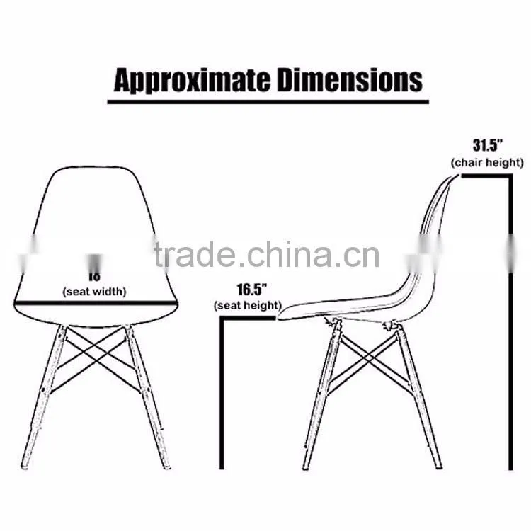 Natural Wood Legs Dining Room Base Chrome Metal Molded Plastic Four Leg Furniture Office Chair