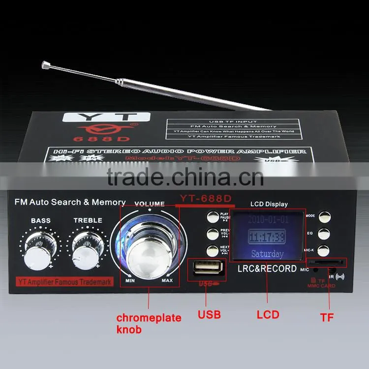 12V 2 channel amplifier YT-688D with usb/tf