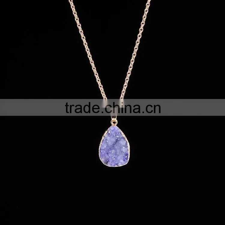 Latest Design Druzy Necklace Drusy Pendant Charm Necklace Agate Connector Pendant Necklace Gold Jewelry SMJ0123