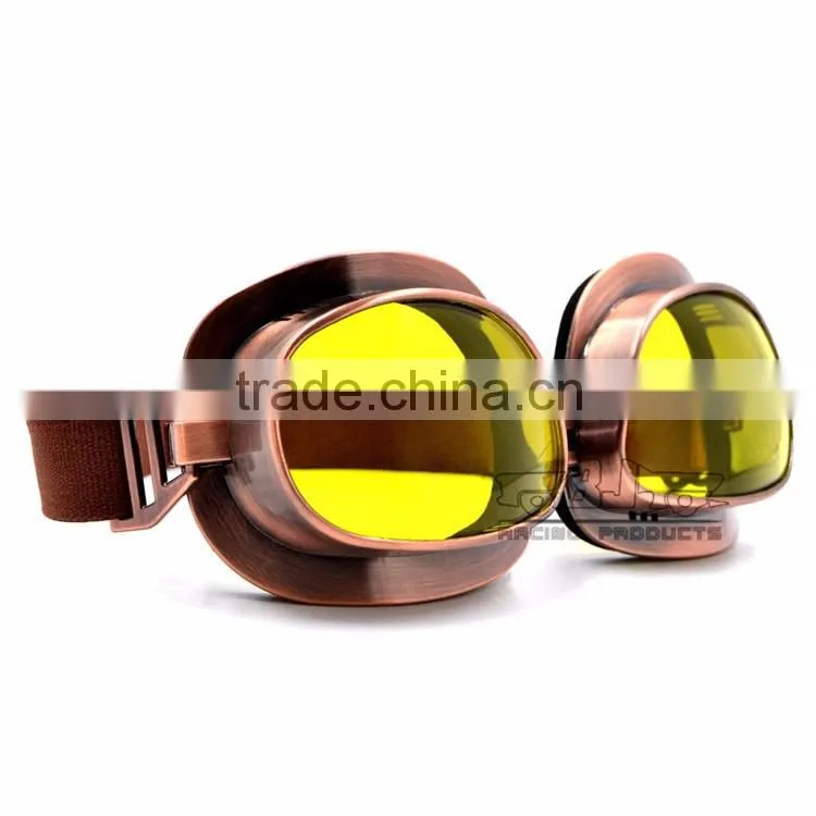 BJ-GT-013 fashionable popular Copper Yellow lens motorcycle googles glasses for Harley