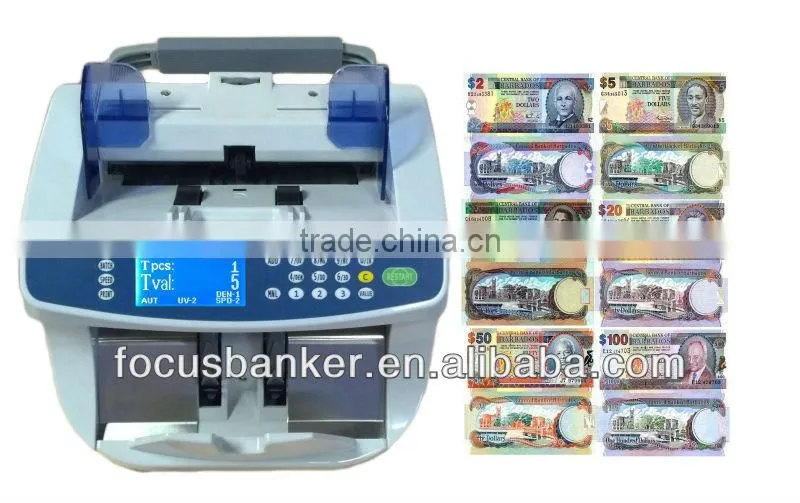 (Attractive Price! ! !) Notes Counting Machine with UV and MG Fakenote Detection for Barbados Dollar(BBD) & Many other Currency