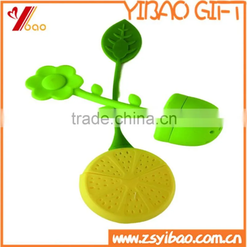 Food Grade Lemon And Sun Flower Shape Silicone Tea Infuser With Leaf